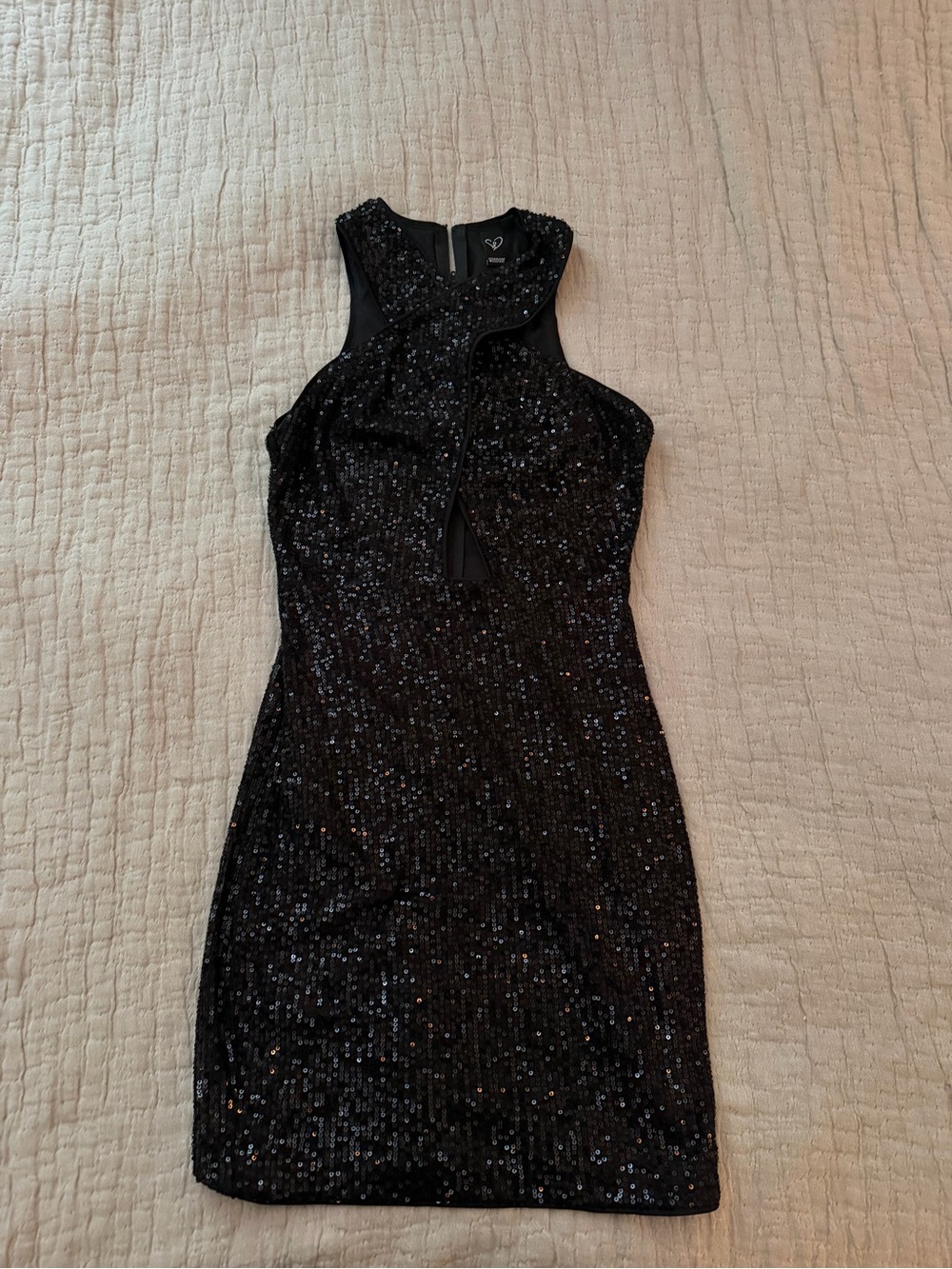 Windsor Black Sequin Halter Bodycon Dress